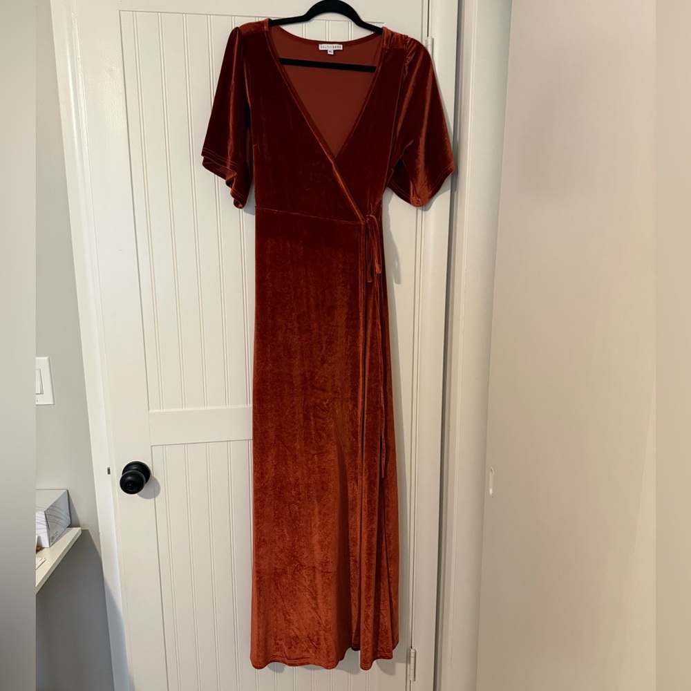 Baltic Born Rust Velvet Wrap Maxi Dress